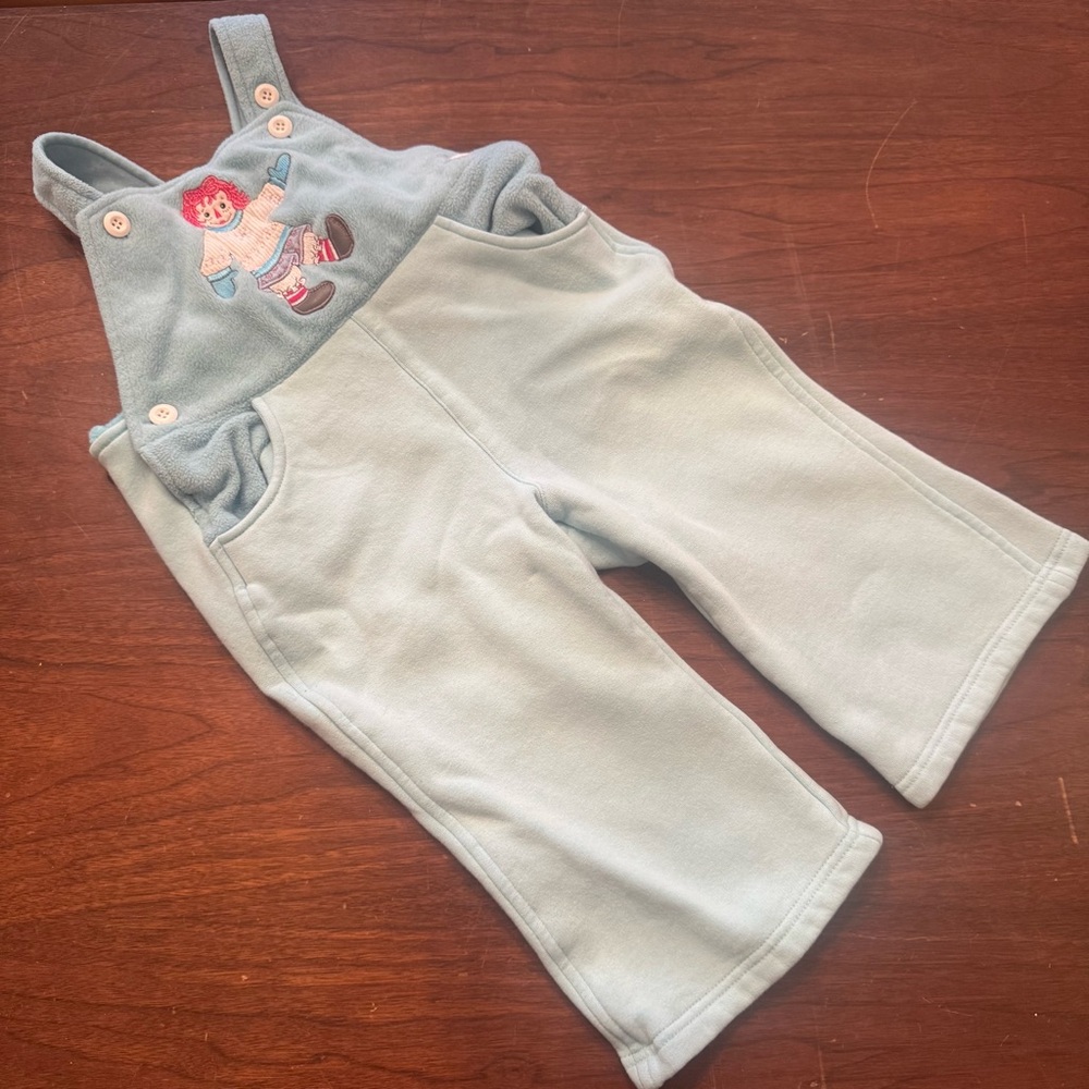 Vintage Blue Fleece Raggedy Ann Overalls 3T